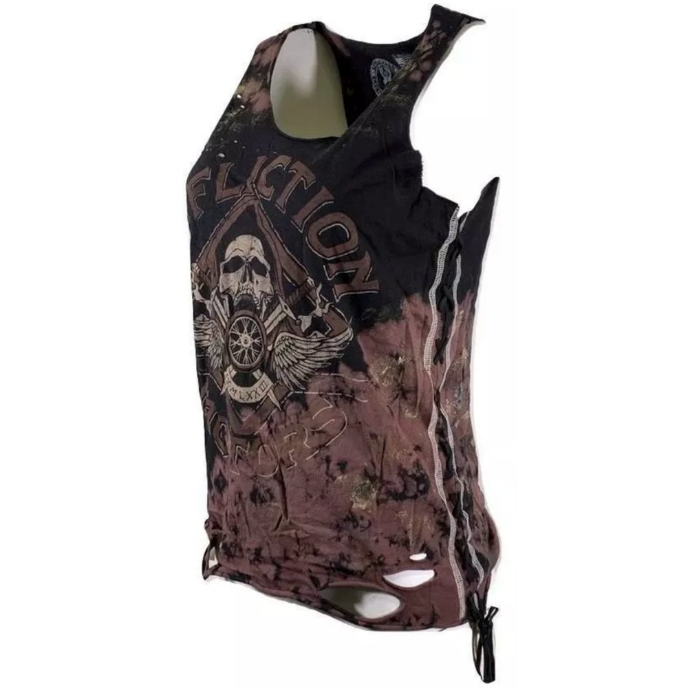 AFFLICTION Women's Tank Top FULL MOON REE Tee Bike - Picture 8 of 11